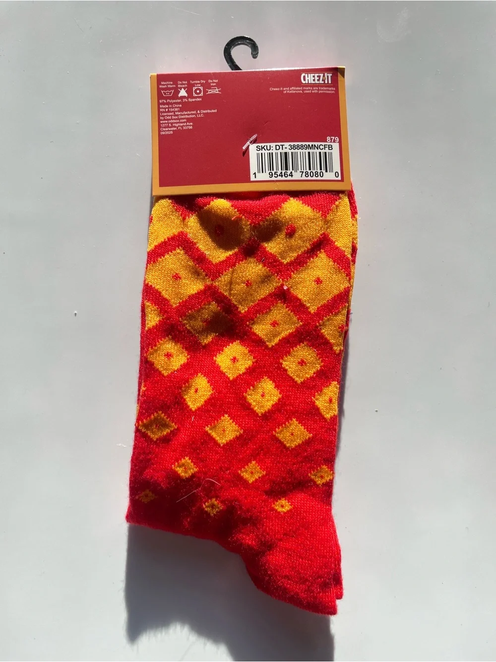 Cheez-It Crew Socks - Red - Funny Unisex Novelty Food Socks - M 6-12 / W 8-14